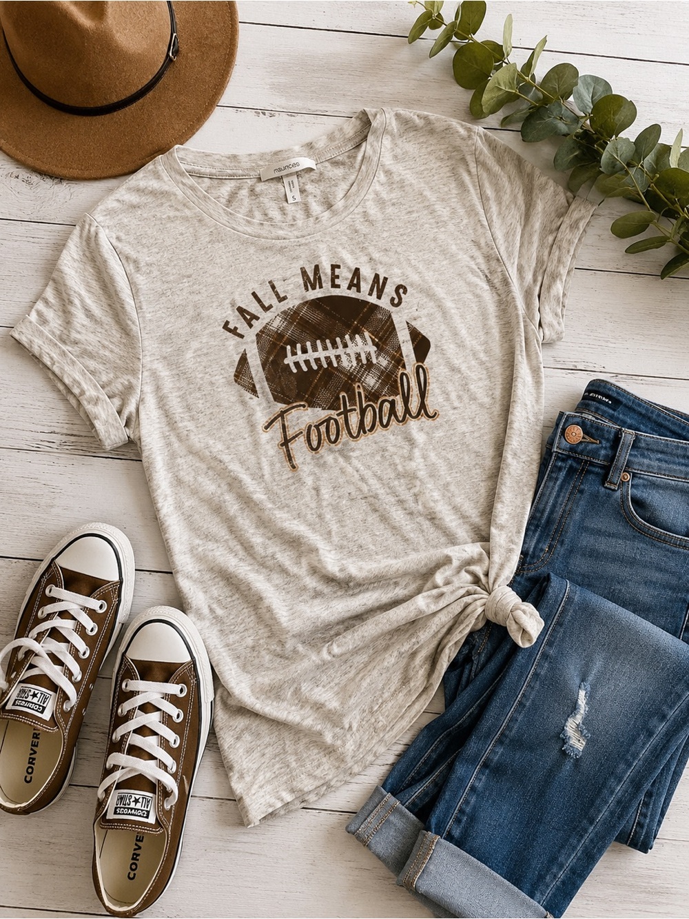 Maurices Football Graphic Tee Size Small | Oatmeal Heather Fall Shirt